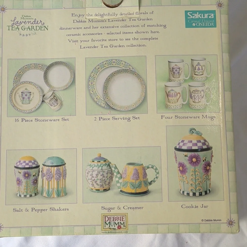 Sakura Debbie Mumm Lavender Tea Garden 4pc Stoneware Salad/Dessert Plates